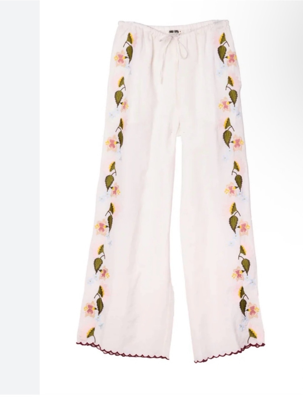 Ciao Lucia Ermmano White Floral-Trim Pants